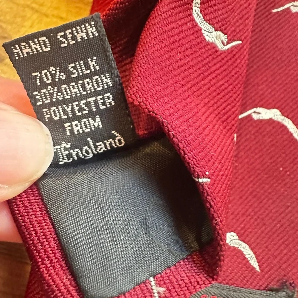 Vintage‎ Robert Talbott Necktie Burgundy Bird Print Silk Blend Tie Mens